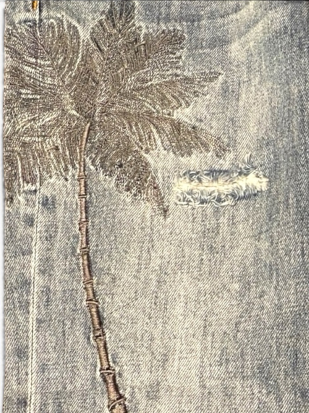 🆕 FREE PEOPLE Sandrine Rose Embroidered Palm Tree🌴 Skinny Jeans🌴 - 5 Button Fly